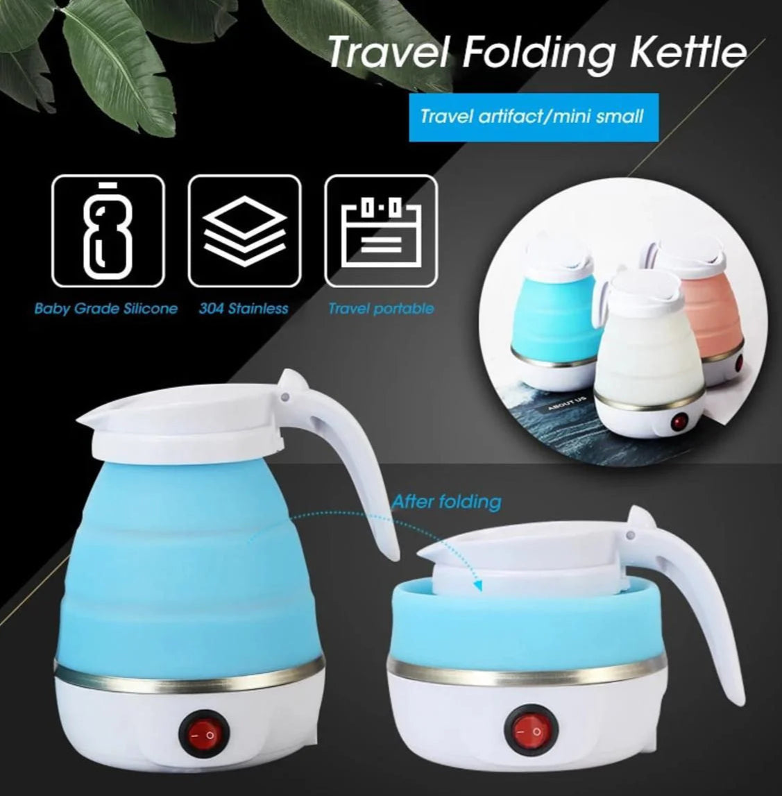 Electric portable and foldable kettle