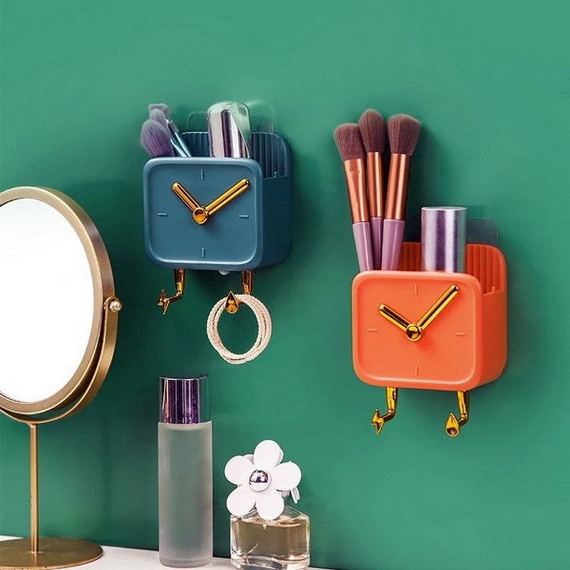 (Pack of 2) Creative Clock Wall Hanging Storage Box with Hook