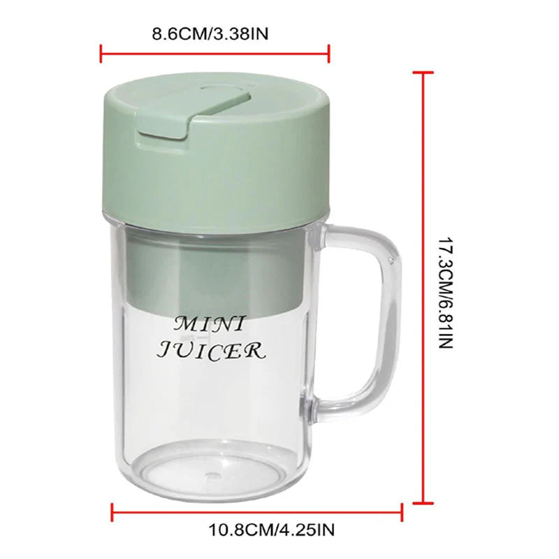 Portable Mini USB Rechargeable Juicer Blender with 6 Rotating Blades and Straw Cup