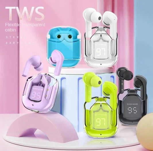 Transparent Crystal Bluetooth Wireless Earbuds for Clear Loud & Distortion Free Sound Best Quality