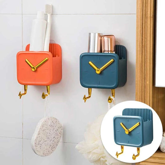 (Pack of 2) Creative Clock Wall Hanging Storage Box with Hook